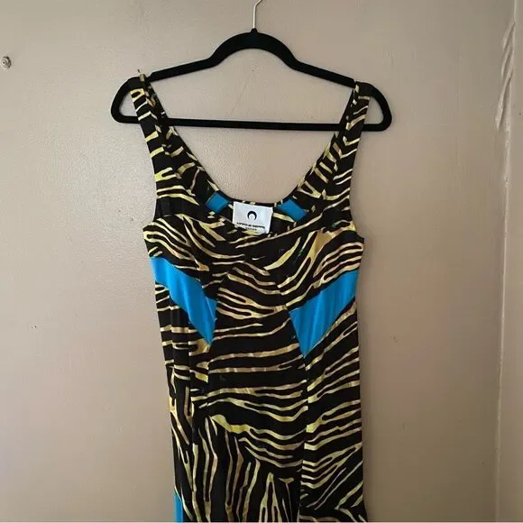 Marine Serre printed mixed media asymmetrical midi dress $1745 NWT Sz L - Picture 15 of 16